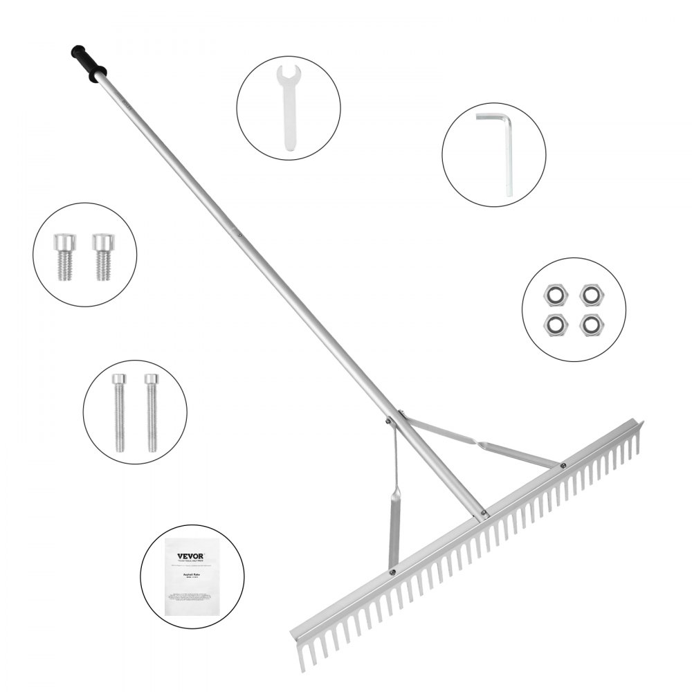 Landscape Rake 36" Head Aluminum Landscape Rake 75" Adjustable Handle Landscape Rake 36" Head Aluminum Landscape Rake 75" Adjustable Handle