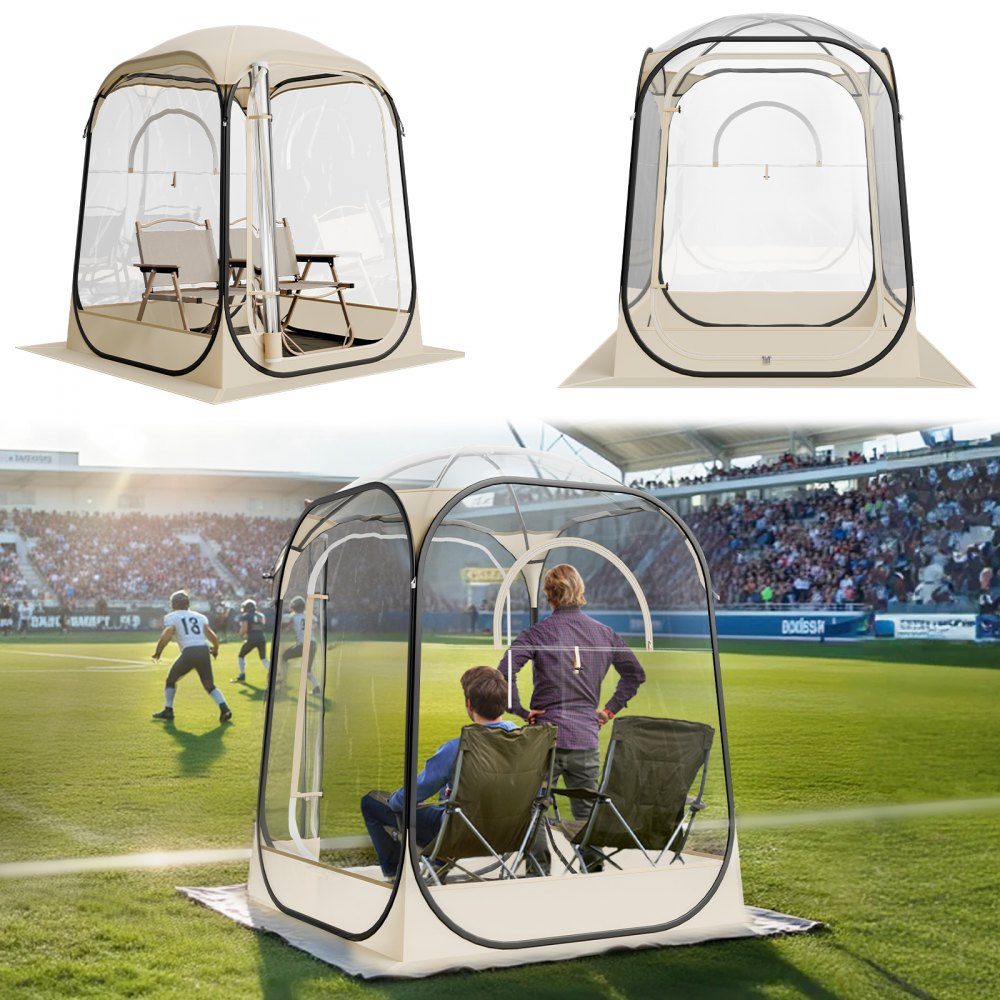 Tente transparente 127 x 127 x 170 cm Tente pop-up pour 1 à 2 personnes Tente de sport avec tapis de sol et couverture supérieure Tente à bulles extérieure Abri de camping pour événements Pêche Acclamations
