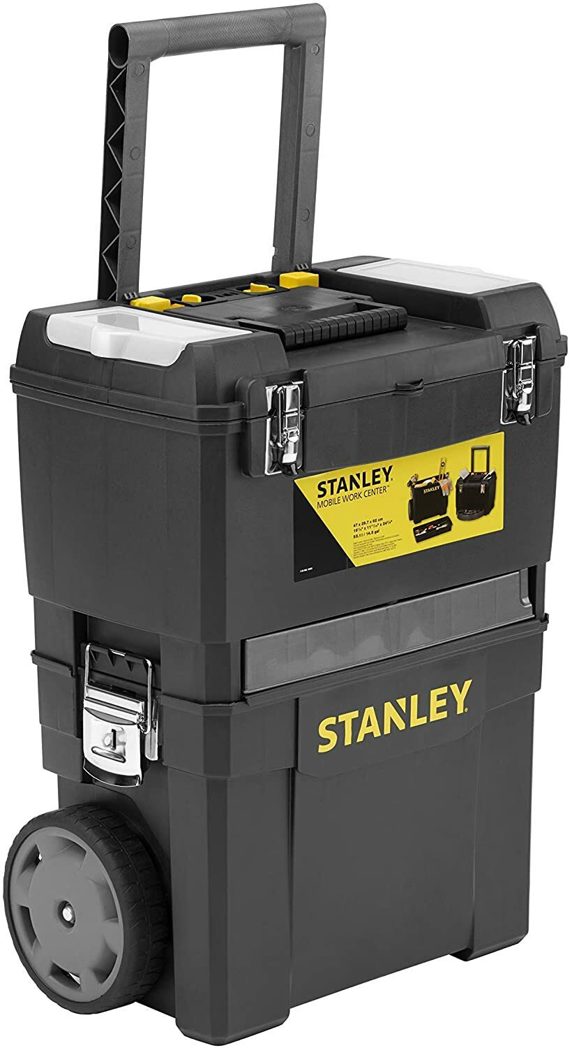 Stanley Rolling Workshop, zwei separate Werkzeugkästen, robuster Kunststoff, zwei Einheiten, Metallverschlüsse, Organizer)