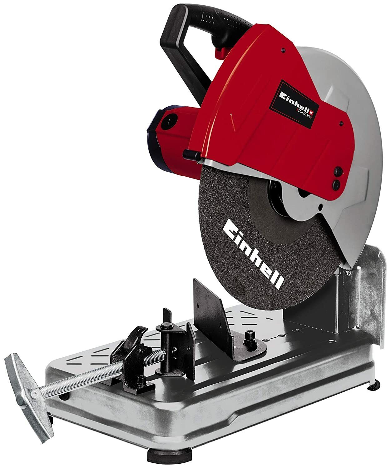 Przecinarka do metalu Einhell TC-MC 355 (2300 W, 4000 min-1, tarcza tnąca Ø 355 x 25,4 x 3,2 mm, regulowany ogranicznik wysokości, mocowanie brzeszczotu, urządzenie zaciskowe z szybkozamykaczem, dodatkowy uchwyt)