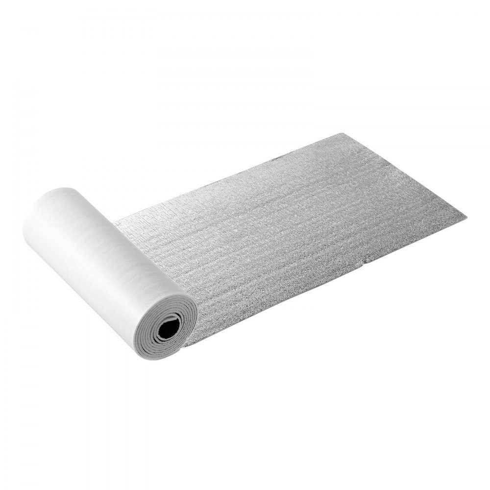 Film isolant, kit d'isolation thermique 6 mm, film réfléchissant 61 cm x 5,5 m, 4 rouleaux de barrière anti-radiation en feuille d'aluminium avec âme en mousse EPE, bouclier thermique blanc en film PE pour portes de garage.