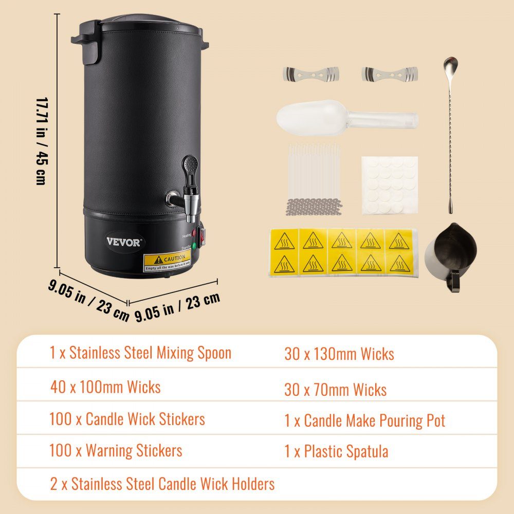 Candle Making Kit, Commercial Electric Wax Melter 10L 1100W Wax Melter Candle Making Machine DIY Candle Making Kit Including Wicks, Candle Pouring Pot, Spoon