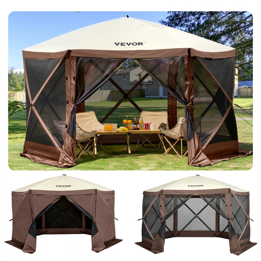 Opvouwbare tuinpaviljoen 3,05 m x 3,05 m 6-zijdige pop-up campingluifeltent met gaasramen, draagbare draagtas, grondpinnen, groot tuinpaviljoen voor buitenkamperen, gazon en achtertuin Opvouwbare tuinpaviljoen 3,05 m x 3,05 m 6-zijdige pop-up campingluifeltent met gaasramen, draagbare draagtas, grondpinnen, groot tuinpaviljoen voor buitenkamperen, gazon en achtertuin