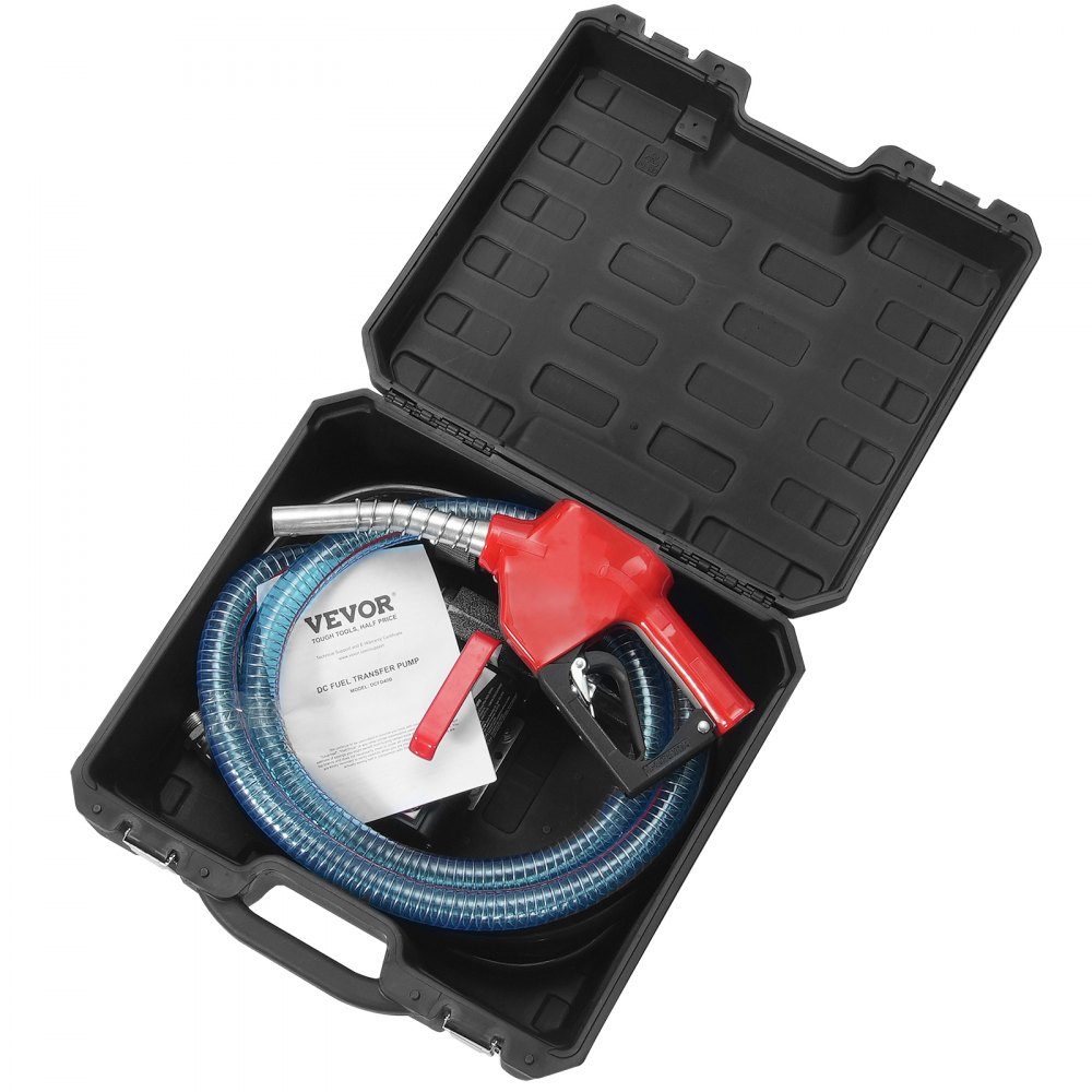 Dieselpomp 12V DC 10 GPM 1/4 HP Automatische pistooluitschakeling Brandstofpomp Hoge stroominlaat- en uitlaatslang voor diesel, kerosine, transformatorbrandstof