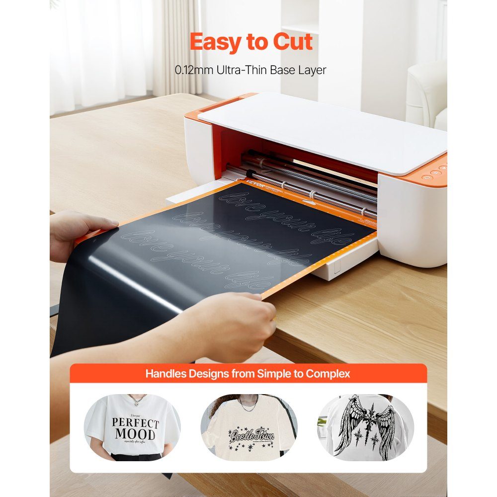 Film de transfert thermique en vinyle (304,8 x 21336 mm) Noir brillant HTV Rouleau de vinyle thermocollant compatible avec les machines de découpe pour divers matériaux T-shirts Coussins Chapeaux
