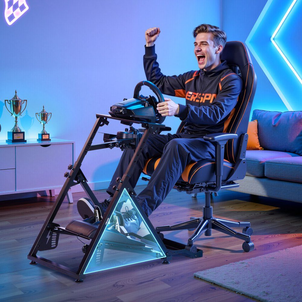 Stuurstandaard, verstelbare en opvouwbare simulatorstandaard voor Logitech G923 G920 G29 G27, Thrustmaster T300RS TX F458 T500RS T3PA-PRO (F1/GT) gamingcockpit, pedaalsimulator niet inbegrepen
