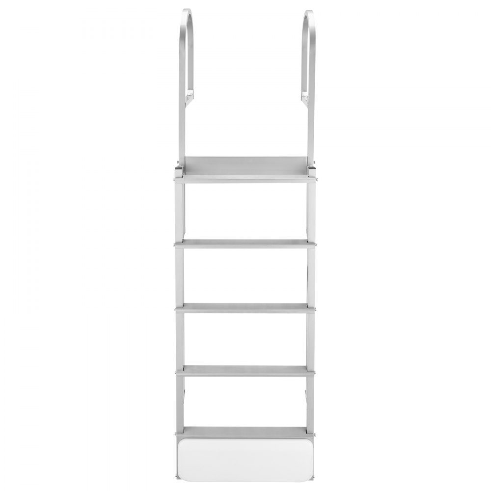 Retractable Dock Ladder, Boat Ladder with 5 Non-Slip Steps, Wide Pedals and Handrail, 500lb Entry Pool Ladder, Aluminum Alloy Telescopic Ladder for Docks, Pools, Lakes, Boats