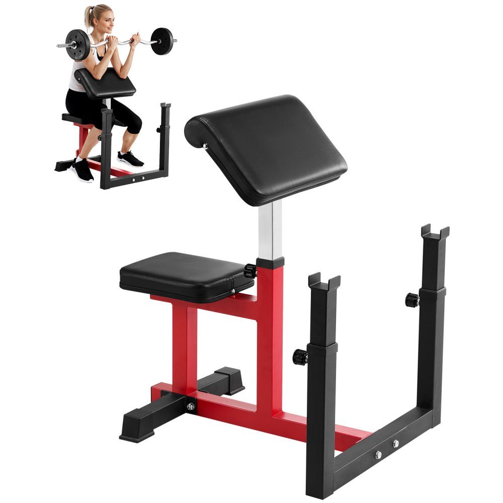 Preacher Curl Bench Halterbank met beenverlenging, krachttrainingsbanken (max. belasting 200 kg), fitnessbank voor thuis, fitnessapparatuur, geïsoleerd halterstation met zittende arm, trainingsbank