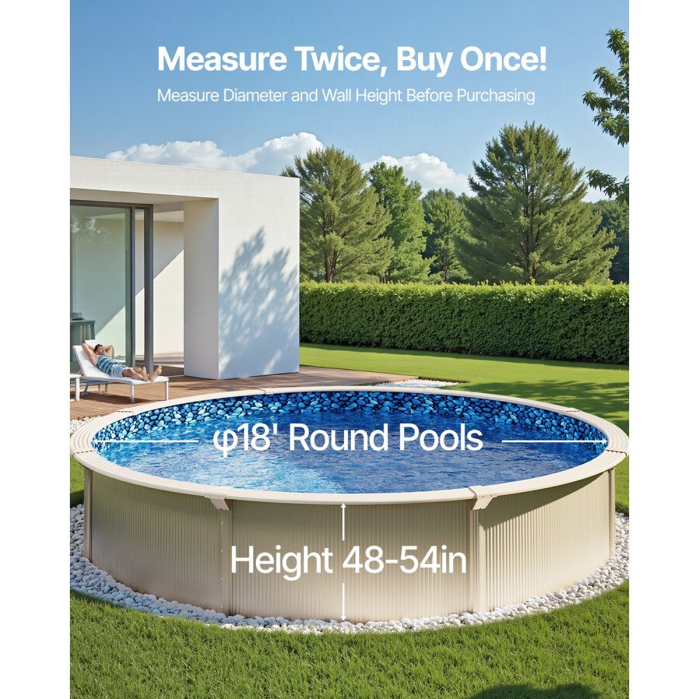 Round pool liner, φ 549 x 147 cm, inner liner, replacement liner, inner cover, swimming pool liner, overlapping vinyl liner with standard thickness, for above ground pools with 137 cm wall height