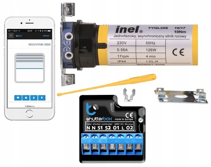 Moteur de volet roulant moteur INEL N-20 FI60 + ensemble de contrôleur de ShutterBox Wifi SmartHome Moteur de volet roulant moteur INEL N-20 FI60 + ensemble de contrôleur de ShutterBox Wifi SmartHome
