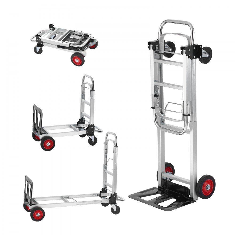 2 in 1 opvouwbare steekwagen 0,6243 kg laadvermogen transportwagen aluminiumlegering koolstofstaal steekwagen platformwagen voor laden en transporttaken binnen en buiten