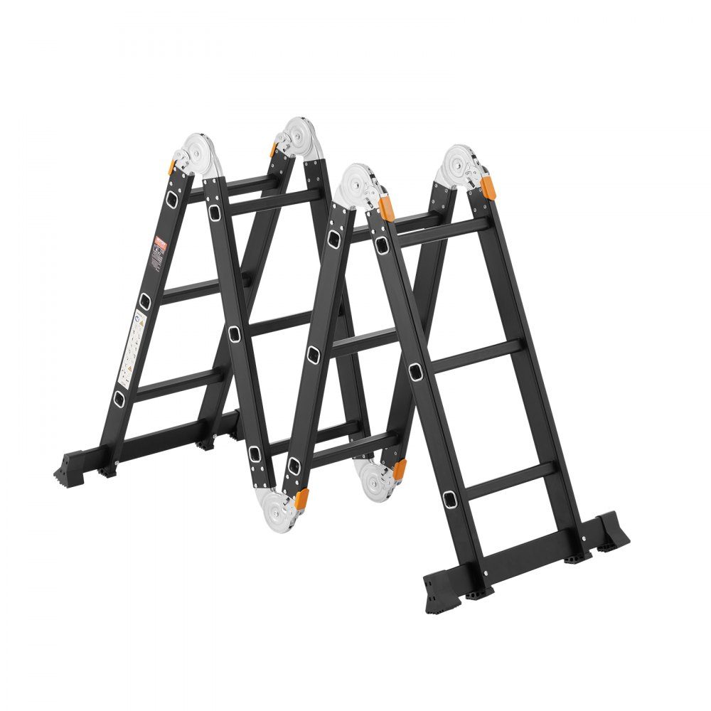Multipurpose Ladder, 7 in 1 Multifunctional Ladder, A-Frame with 3 Steps and Scaffolding Board, Telescopic Ladder, Ladder Scaffold 3550mm, Heavy Duty Ladder, 150kg Load Capacity, for Home Outdoor Use