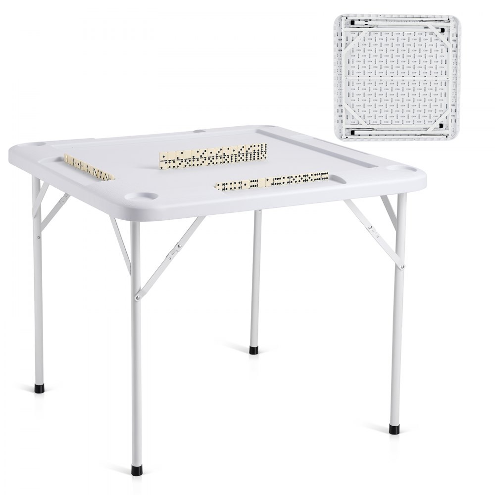 Mahjongtafel, dominotafel, opvouwbare kaarttafel voor 4 spelers met 4 bekerhouders en 4 chipcompartimenten, draagbare dominospeltafel met 1 set dominostenen voor Mahjong pokerpuzzels Mahjongtafel, dominotafel, opvouwbare kaarttafel voor 4 spelers met 4 bekerhouders en 4 chipcompartimenten, draagbare dominospeltafel met 1 set dominostenen voor Mahjong pokerpuzzels