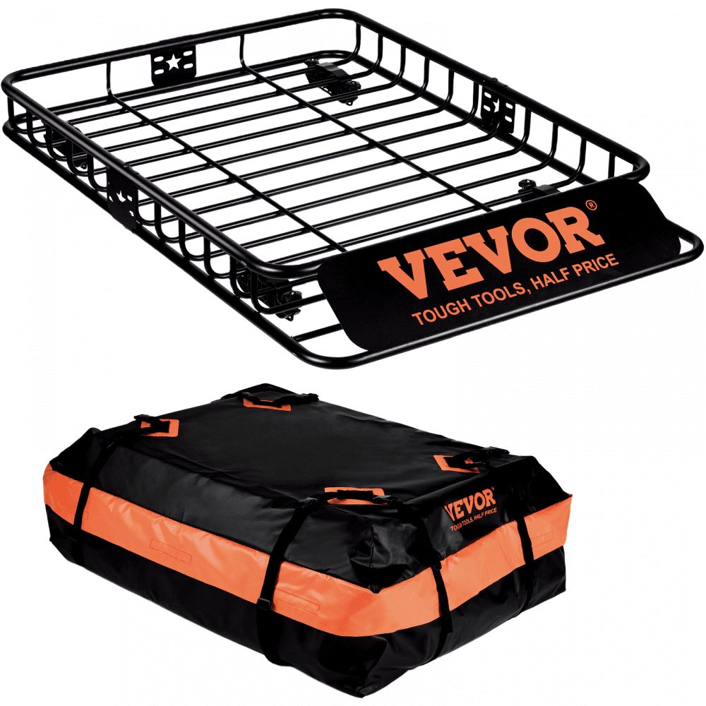 Panier de toit pour voiture, panier de toit universel 1305 x 915 x 127 mm, bac de toit incl. sac 90 kg capacité de charge porte-bagages porte-bagages noir pour le camping, les voyages, etc.