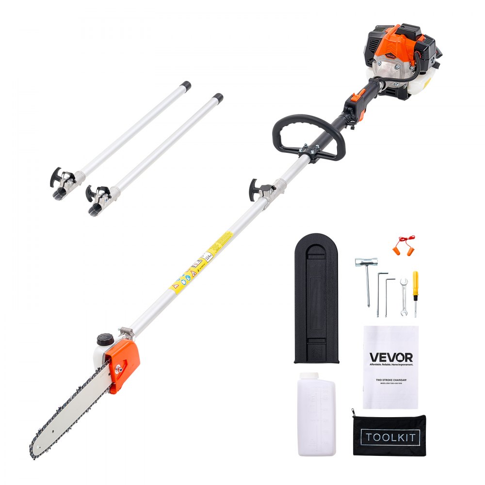 25cc 2-Stroke Petrol Pole Pruner Chainsaw Telescopic Saw with 7-12ft Extendable Pole, 12" Blade, 2.5oz Fuel Tank, for powerful sawing in high treetops 25cc 2-Stroke Petrol Pole Pruner Chainsaw Telescopic Saw with 7-12ft Extendable Pole, 12" Blade, 2.5oz Fuel Tank, for powerful sawing in high treetops