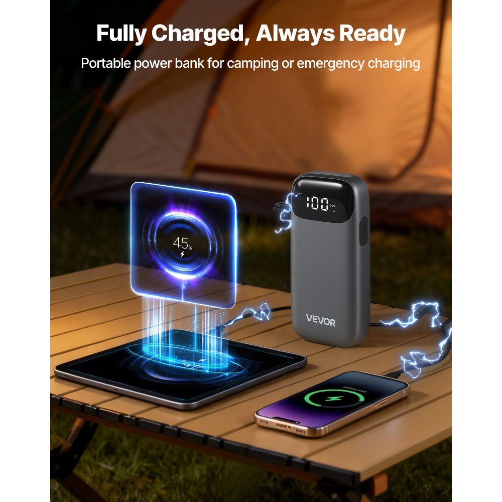 Starthilfe-Powerbank, Starthilfe 6000A Spitzenstrom mit LED-Taschenlampe & Kabel für Motoren bis 10L Diesel/Benzin, Autobatterie-Booster mit Schnellladung & Sicherheitsschutz für Notfälle