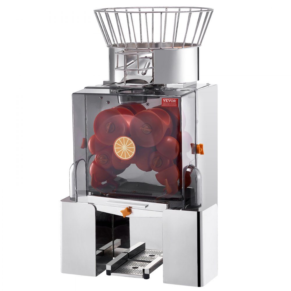 Commercial Orange Juicer, 120W Automatic Juicer, Stainless Steel Orange Juicer for 25 Oranges per Minute, with PC Cover, 46 x 52 x 90cm, Commercial Citrus Juicer, Electric Citrus Juicer