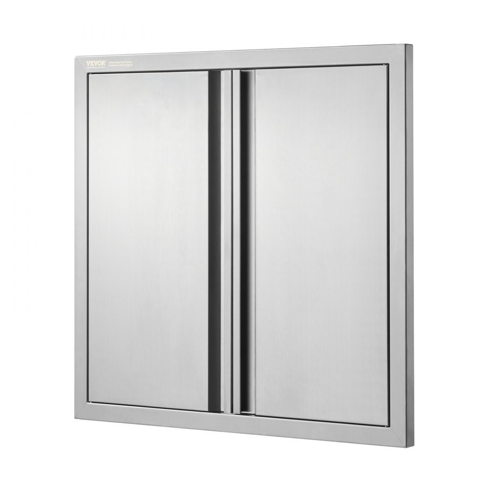 Grilltoegangsdeur 660x610mm Dubbele buitenkeukendeur Inbouw roestvrijstalen deur Verticale muurdeur met intrekbare handgrepen voor grilleiland Grillstation Buitenkast