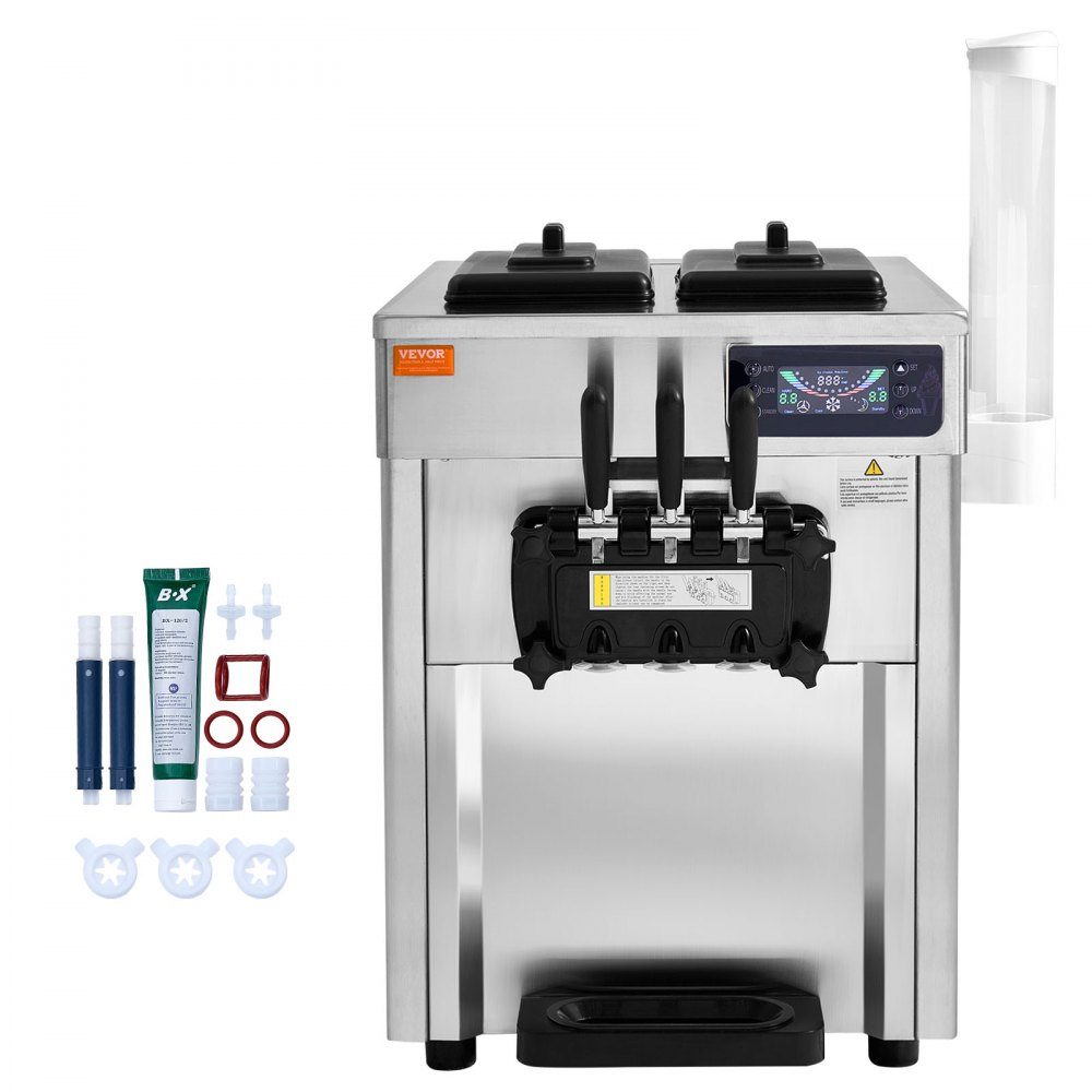Komercyjna maszyna do lodów 18–28 l/h 3 smaki Maszyna do lodów włoskich Zbiornik na 2 x 5,5 l Panel LCD Automatyczne czyszczenie wstępne chłodzenia Jogurt Kawa Bar z przekąskami Restauracja
