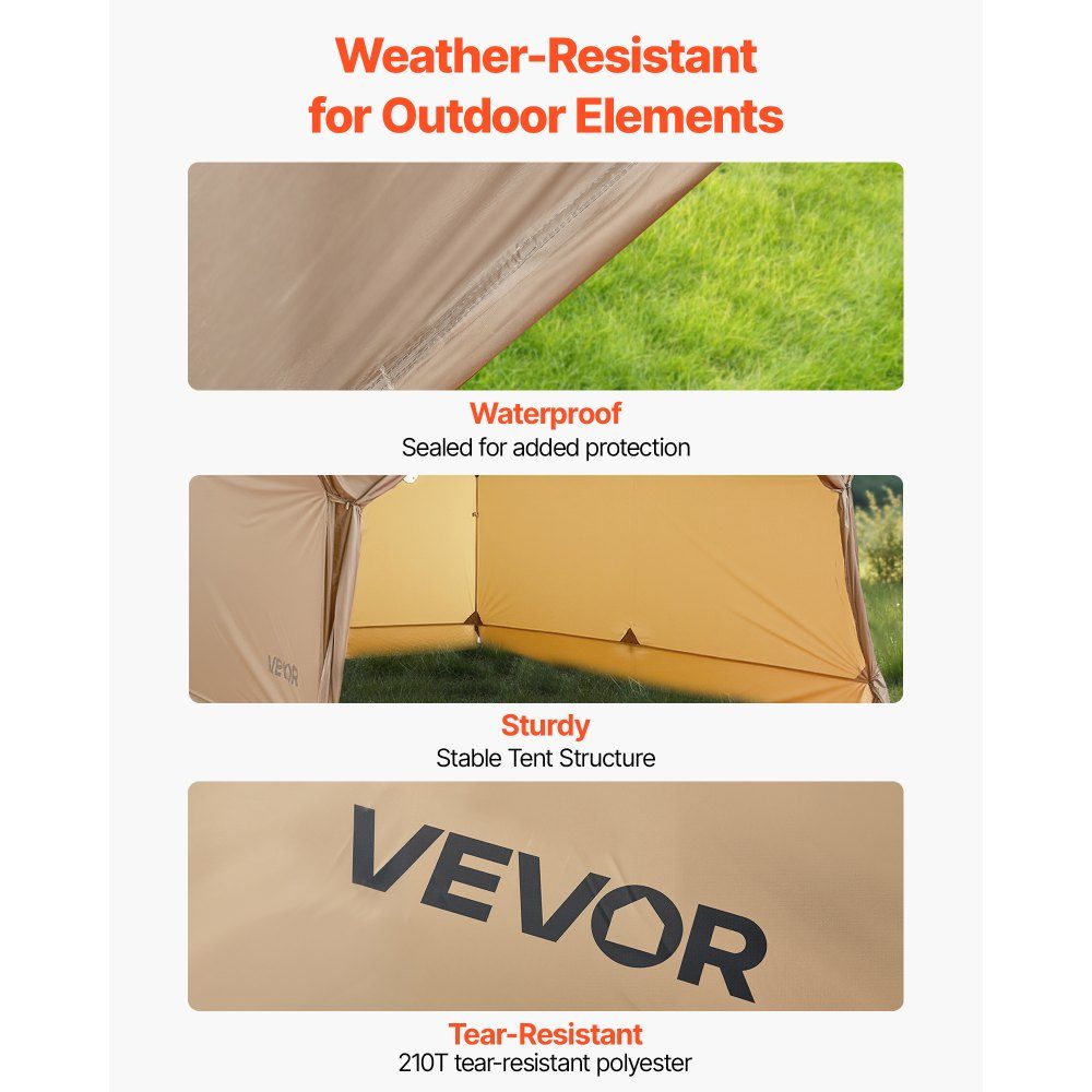 Camping tent, 2 person cabin tent with stove connection, waterproof winter tents with ventilation, lightweight and portable 4 season tents for hiking, fishing, hunting and backpacking
