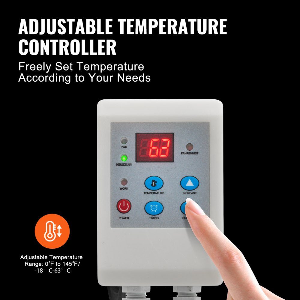 19-l-Eimerheizung mit Metallrahmen, 250 W, -17,78–62,78 °C, einstellbarer Thermostat