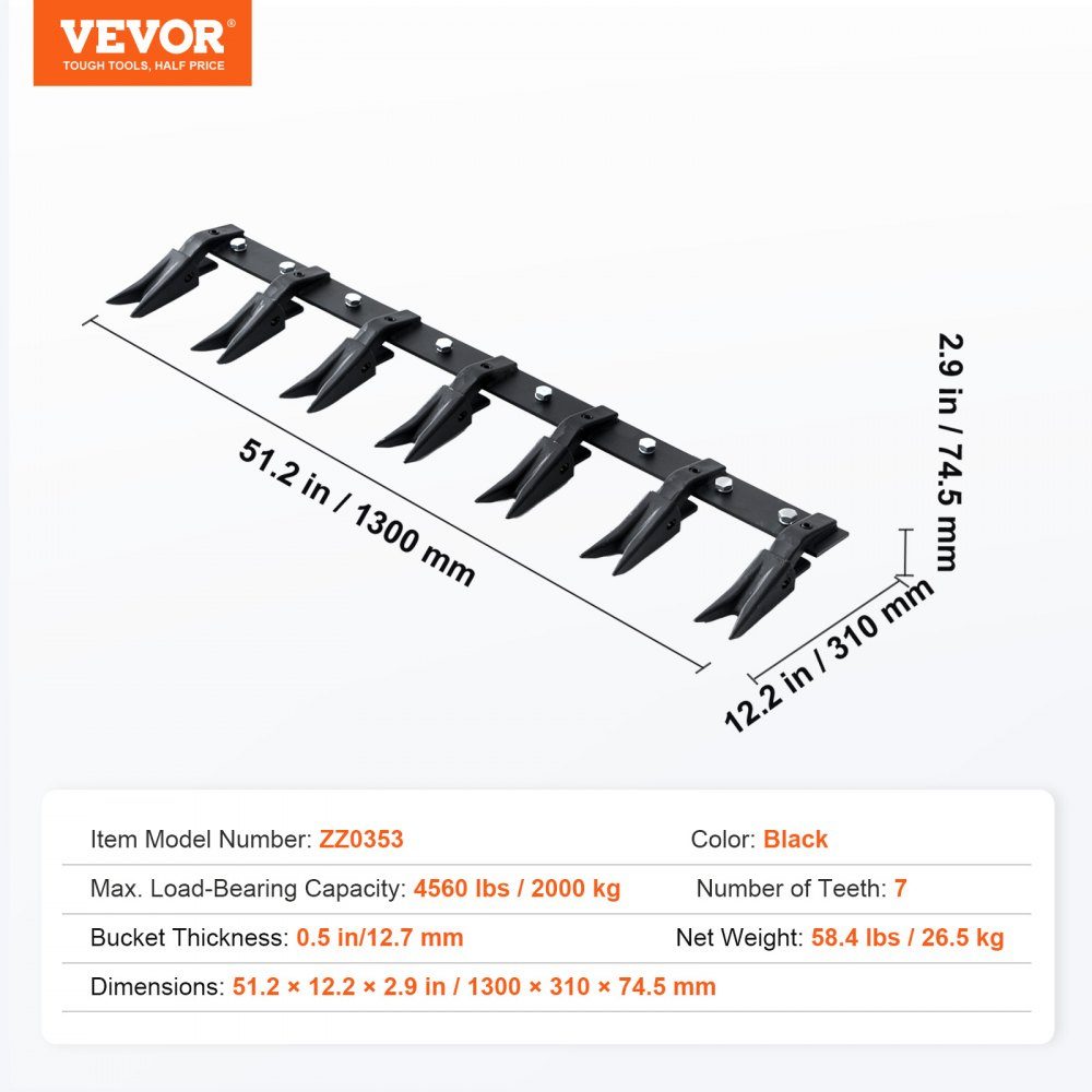 Bucket Rack 1.3m Heavy Duty Tractor Bucket Rack for Small Tractor Loader 2000kg Load Capacity Fits Shovel Cutting 1/2" or Less