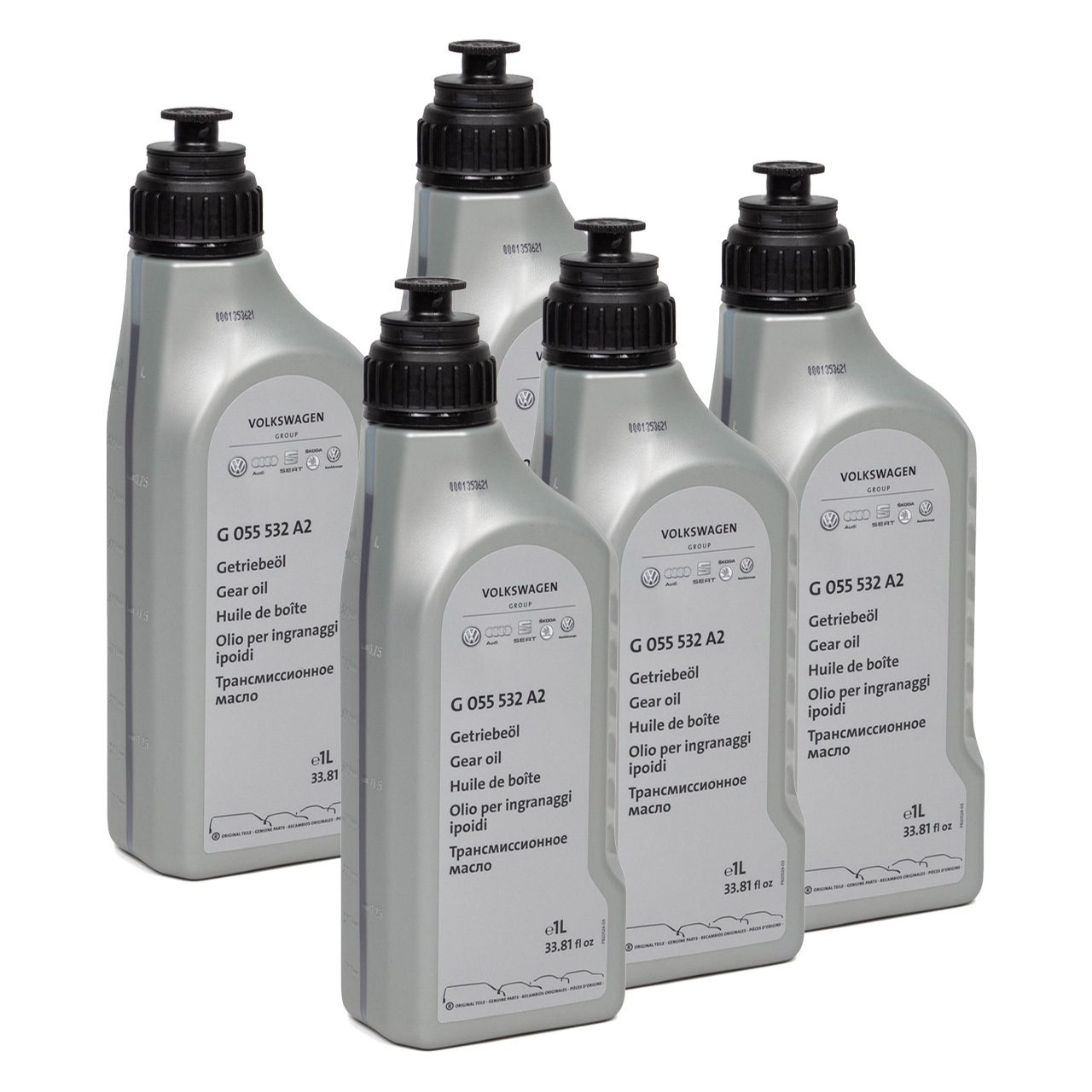 5x Original GEAR OIL Schaltgetriebeöl OE VOLKSWAGEN Audi 1l Behälter G055532A2