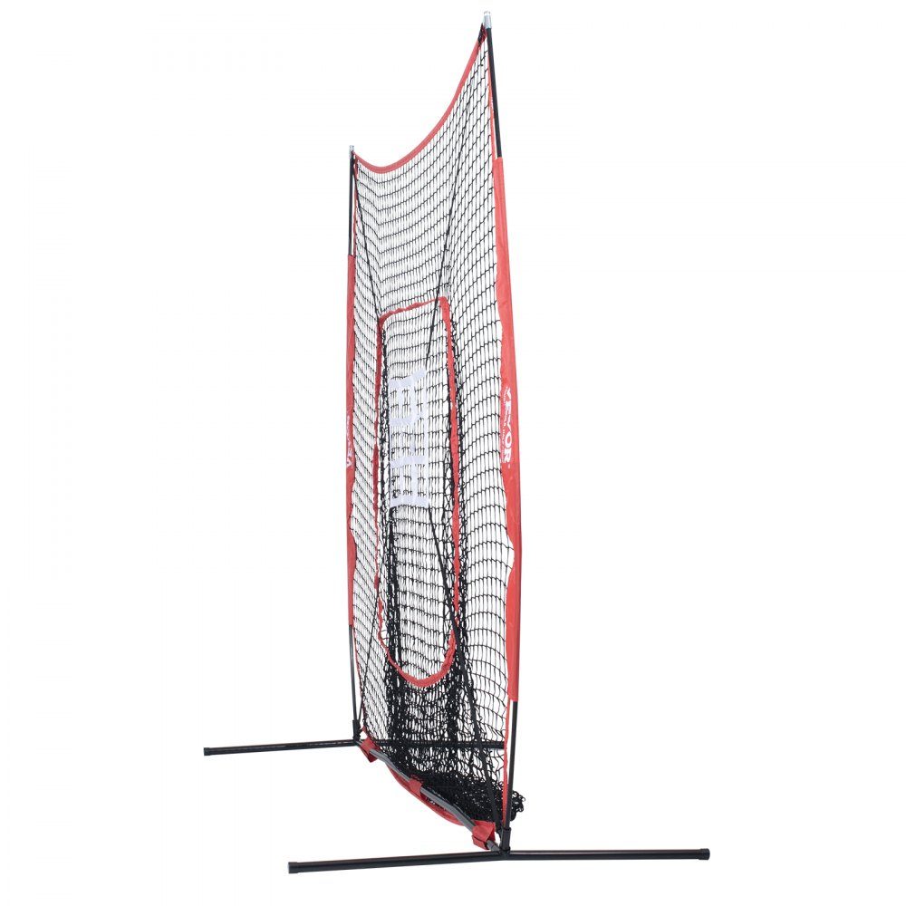 94" x 42" x 84" Baseball Softball Practice Net, Portable Baseball Training Net, Hitting, Catching, Pitching, Backstop Baseball Equipment with Arch Frame, Carry Bag, Strike Zone, Red Ball