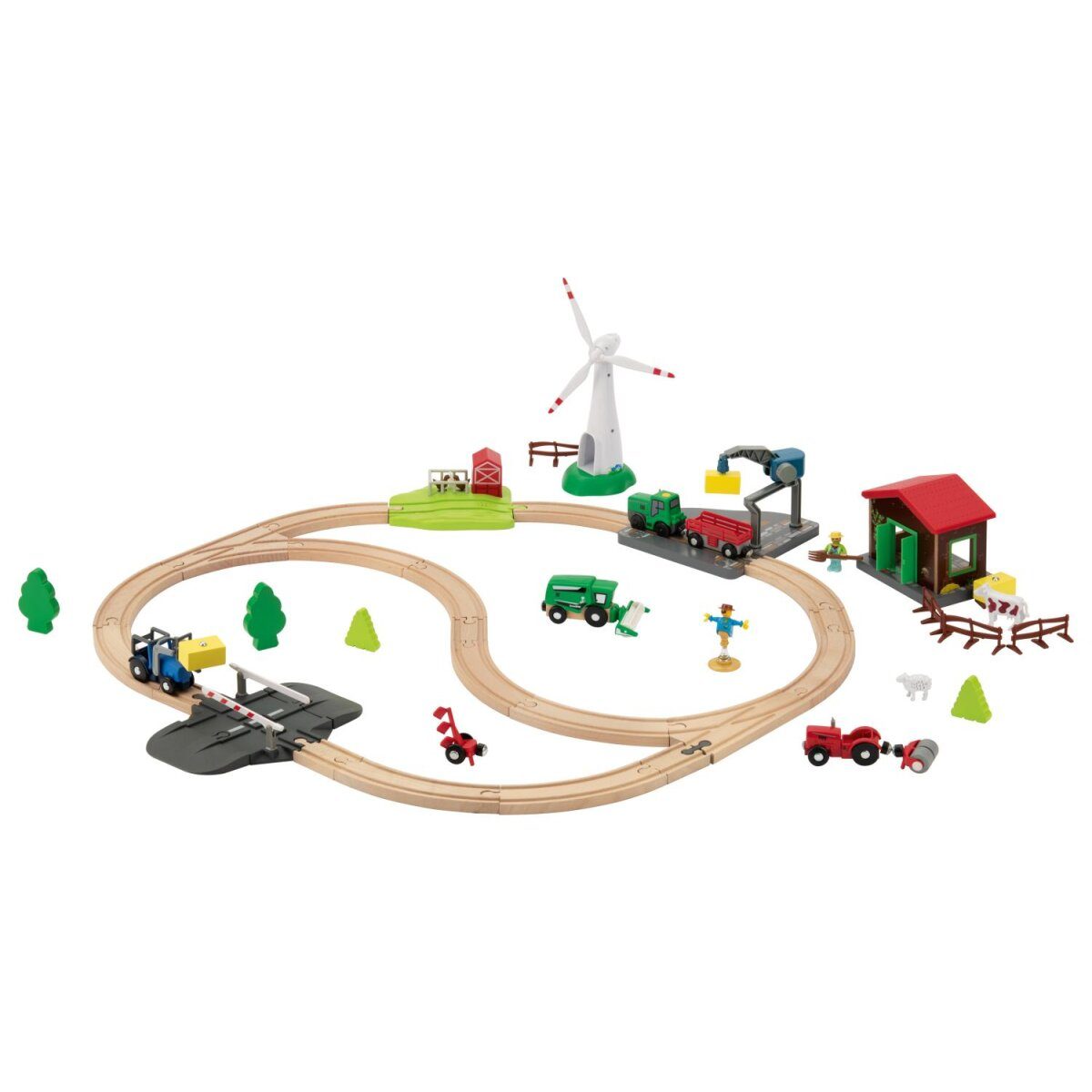 LUPILU® Holzeisenbahn-Set, Bauernhof - 49-teilig