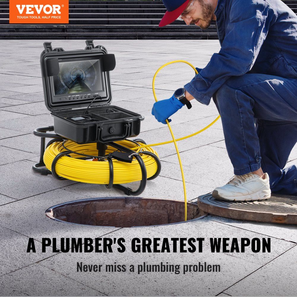 Pipe camera inspection camera, sewer camera, pipe inspection camera 228.6mm, 720p screen, pipe camera 119.79m