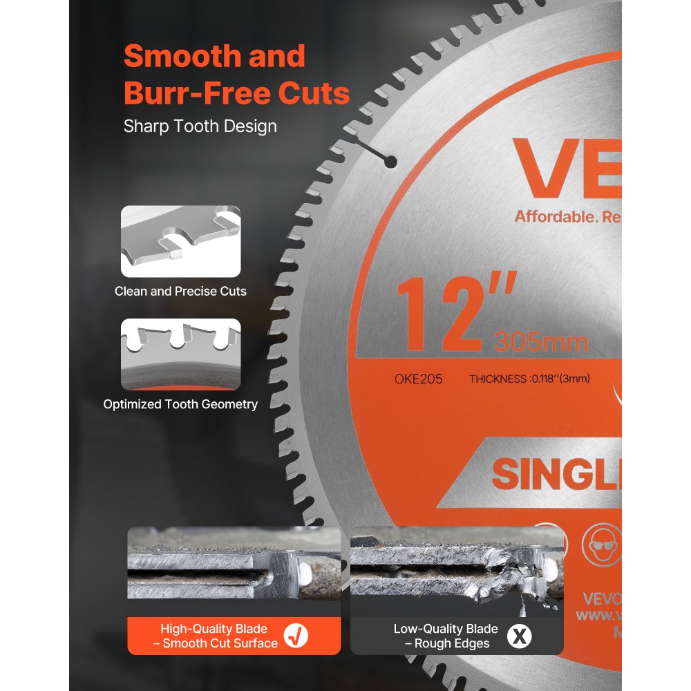 Lame de scie circulaire de 305 mm de diamètre, 100 dents tranchantes en alliage, support de 25,4 mm, lame de coupe en aluminium à finition fine pour scie circulaire avec échappement de chaleur réduisant le bruit pour couper l'acier et le métal