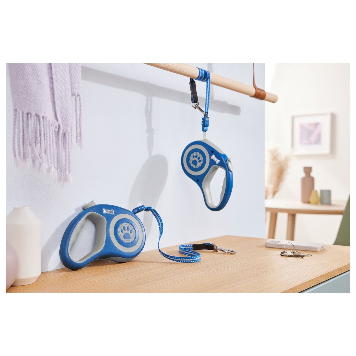 Rallonge ZOOFARI®, 5 m, avec mécanisme de rétraction (grand gris clair, bleu)