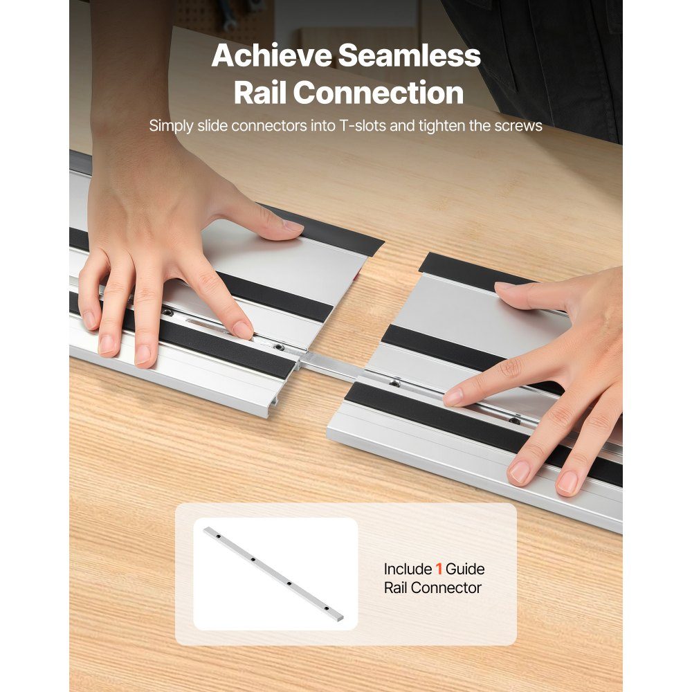 Guide rail hand circular saws, including 2 pieces 700mm aluminum circular saw rails and 1 connector, compatible with different brands of plunge saws, for woodworking projects