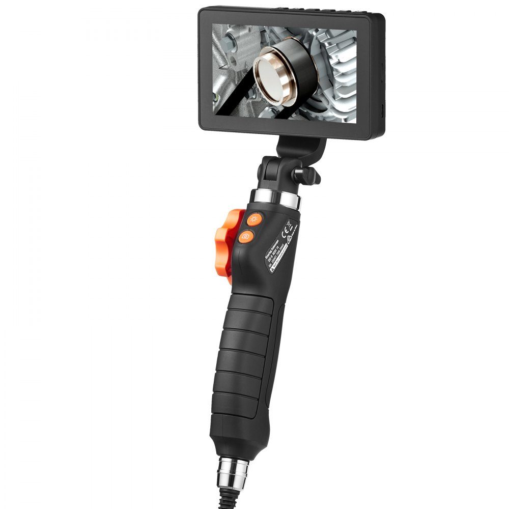 Articulating Endoscope Camera with Light, Two-Way Articulating Endoscope Inspection Camera with 6.4mm Small Lens, 5" IPS 1080P HD Screen, 8X Zoom, 8 LED Light Camera for Car, Plumbing (4.9ft)