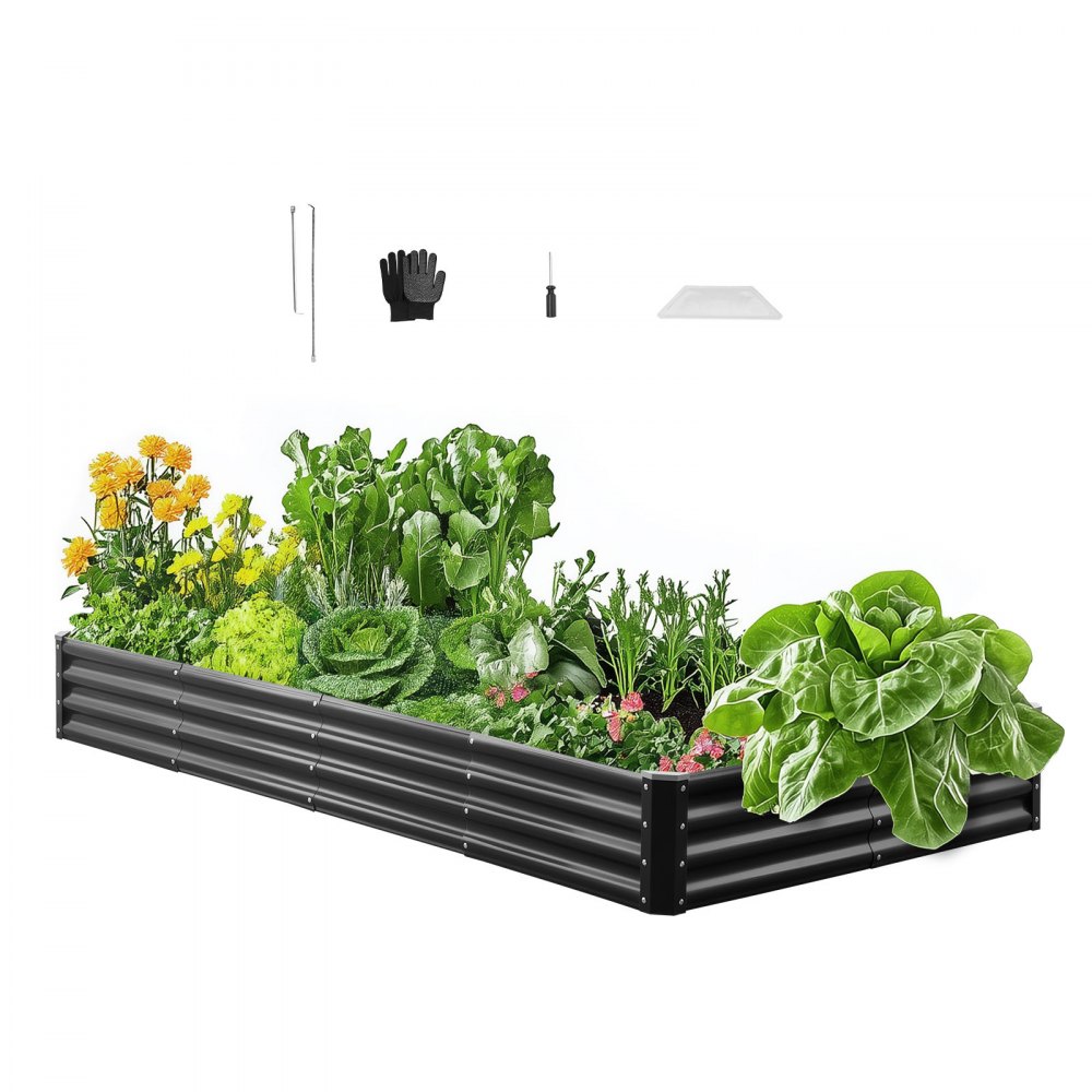 Verhoogd bed metaal 2400x1200x290 mm, plantenbed, groentebed, plantenbak met open bodem & afgeronde randen, bloemenbed, kruidenbed, ideaal voor groenten, bloemen, kruiden & vetplanten Verhoogd bed metaal 2400x1200x290 mm, plantenbed, groentebed, plantenbak met open bodem & afgeronde randen, bloemenbed, kruidenbed, ideaal voor groenten, bloemen, kruiden & vetplanten