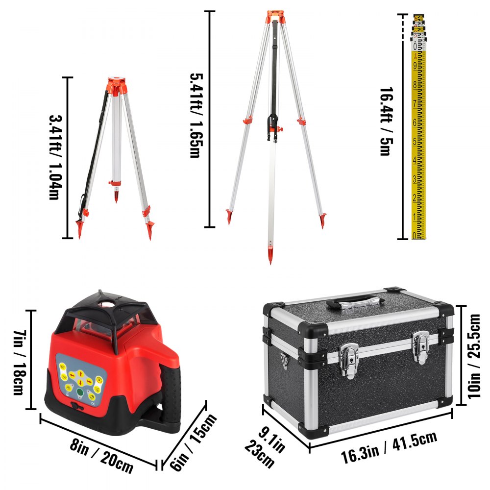 Professioneller Rotationslaser max. Arbeitsbereich 500 m rot, Linienlaser 360 Grad Laser-Höhenmesser wasser- und staubdicht Outdoor-Arbeitszeit 20 Stunden mit Stativ- und Lineal-Elektrik Professioneller Rotationslaser max. Arbeitsbereich 500 m rot, Linienlaser 360 Grad Laser-Höhenmesser wasser- und staubdicht Outdoor-Arbeitszeit 20 Stunden mit Stativ- und Lineal-Elektrik