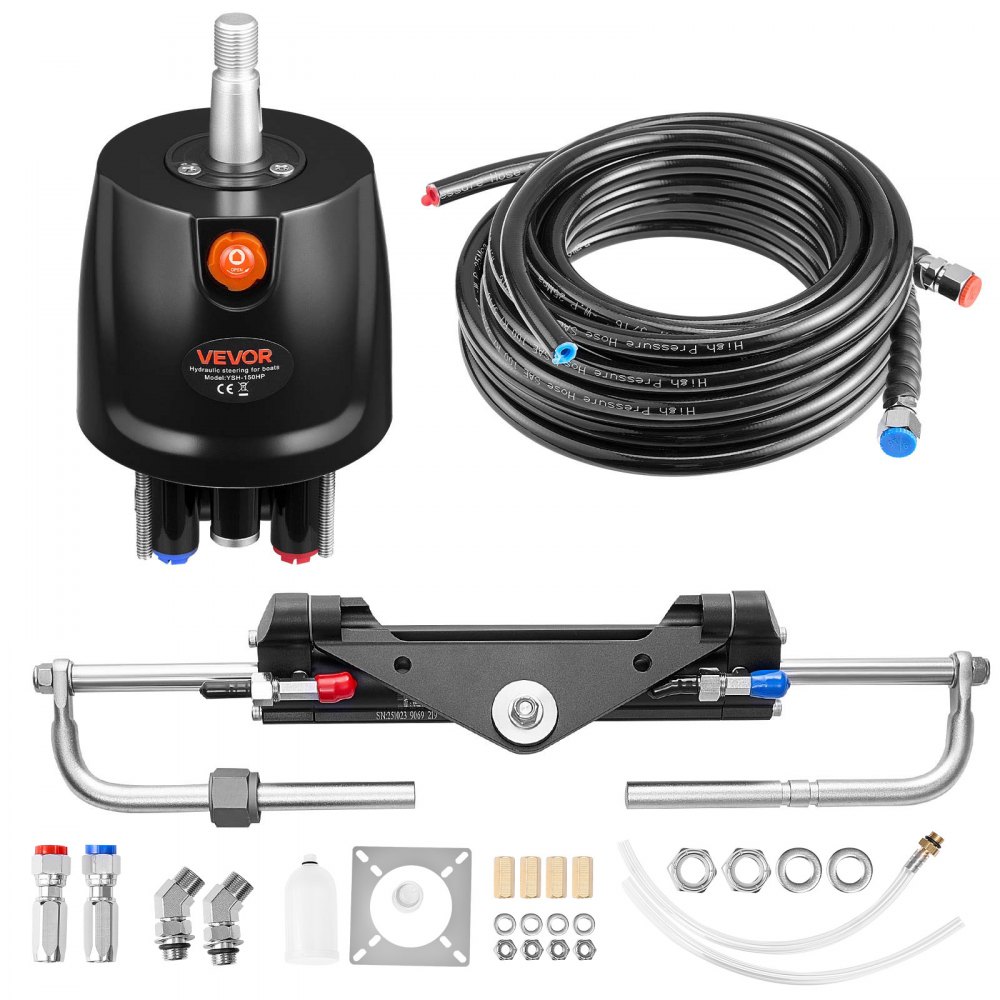 Outboard Hydraulic Steering Kit 110kW (150HP) Marine Hydraulic Boat Steering System with 6.9MPa Steering Pump, Two Way Lock Cylinder and 7.9m Hoses, for Single Helm, Single Engine Outboard Hydraulic Steering Kit 110kW (150HP) Marine Hydraulic Boat Steering System with 6.9MPa Steering Pump, Two Way Lock Cylinder and 7.9m Hoses, for Single Helm, Single Engine