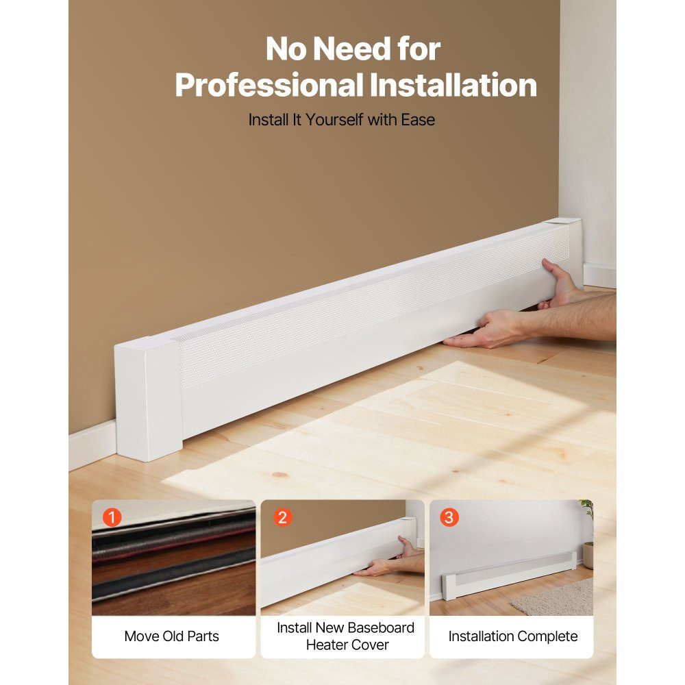 Heater Covers Basic Series 1526 x 80 x 193mm Standard Electric Radiator Front Cover Heavy Duty Steel Replacement Cover for Bedroom White