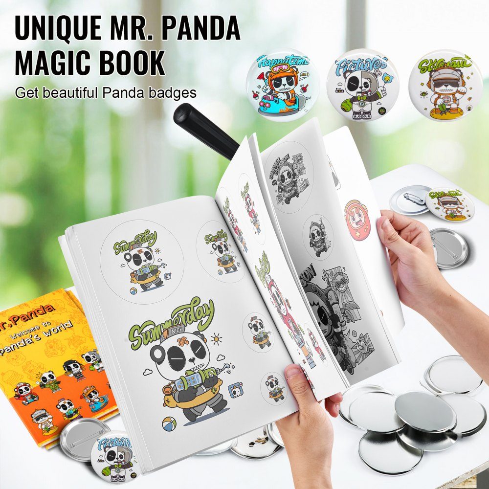 Button Machine Button Maker Machine, 3" Badge Punch Press Set, Kids DIY Gifts Pin Maker, Button Making Accessoires met 500 stuks Button Vervangingsonderdelen & Circle Cutter & Magic Book