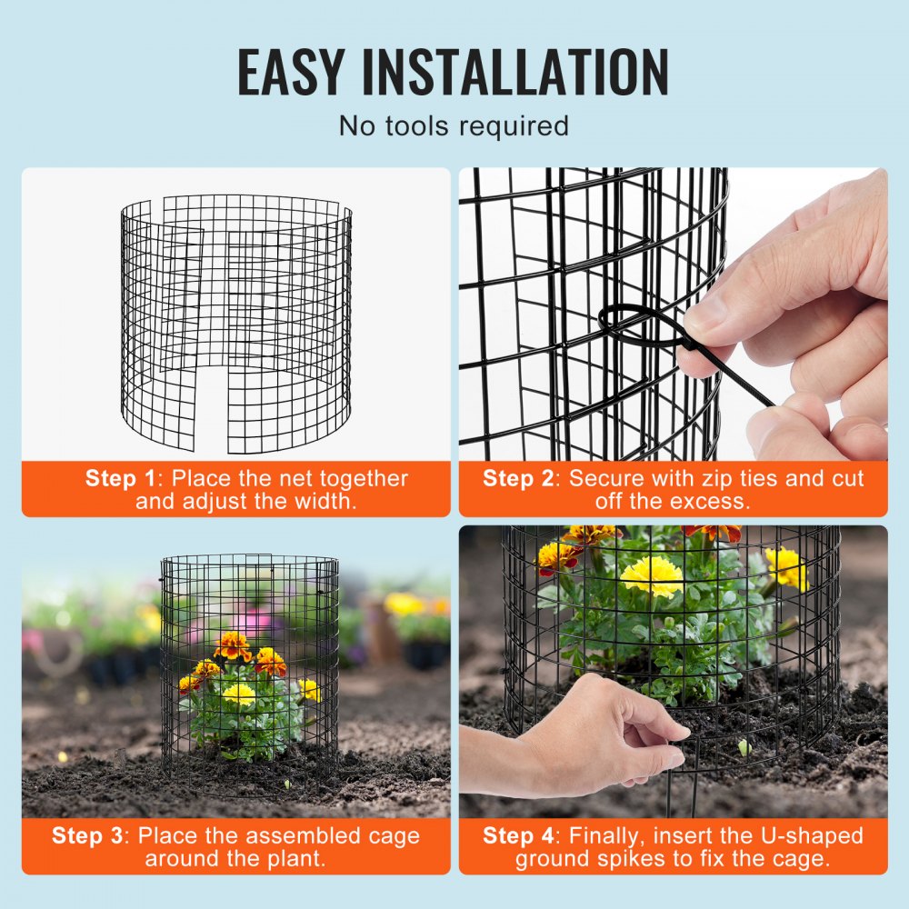 Pack of 6 Plant Protection from Animals, 32cm Diameter x 35cm Height, Chicken Wire Plant Protection, Plant Cages for Outdoor Plants, Flowers and Vegetables, Keeps Rabbits, Chickens and Squirrels Away, 18 Piece Metal Mesh Pack of 6 Plant Protection from Animals, 32cm Diameter x 35cm Height, Chicken Wire Plant Protection, Plant Cages for Outdoor Plants, Flowers and Vegetables, Keeps Rabbits, Chickens and Squirrels Away, 18 Piece Metal Mesh