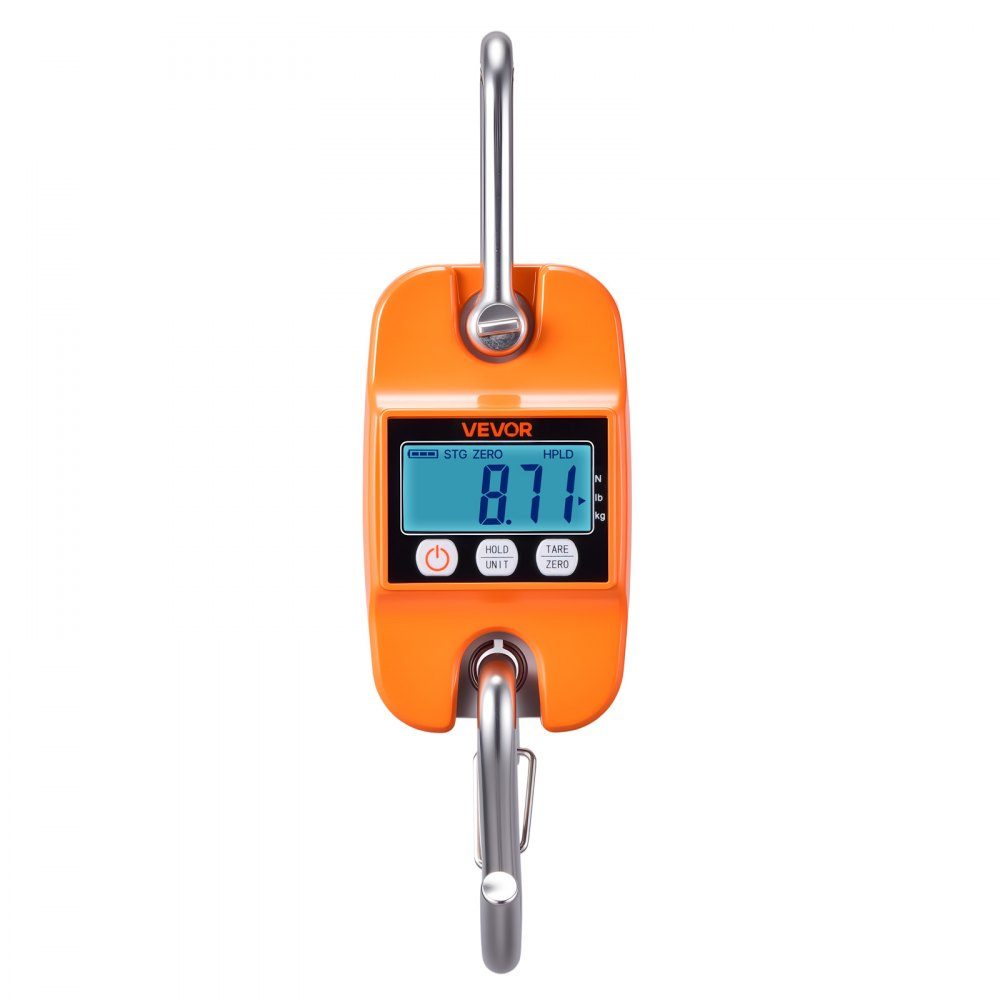 Crane scale 400 kg, digital hanging scale with cast aluminum housing & LCD, game scale 100 g division & 3-stage display, pull scale fish scale, suitable for agriculture, hunting & fishing