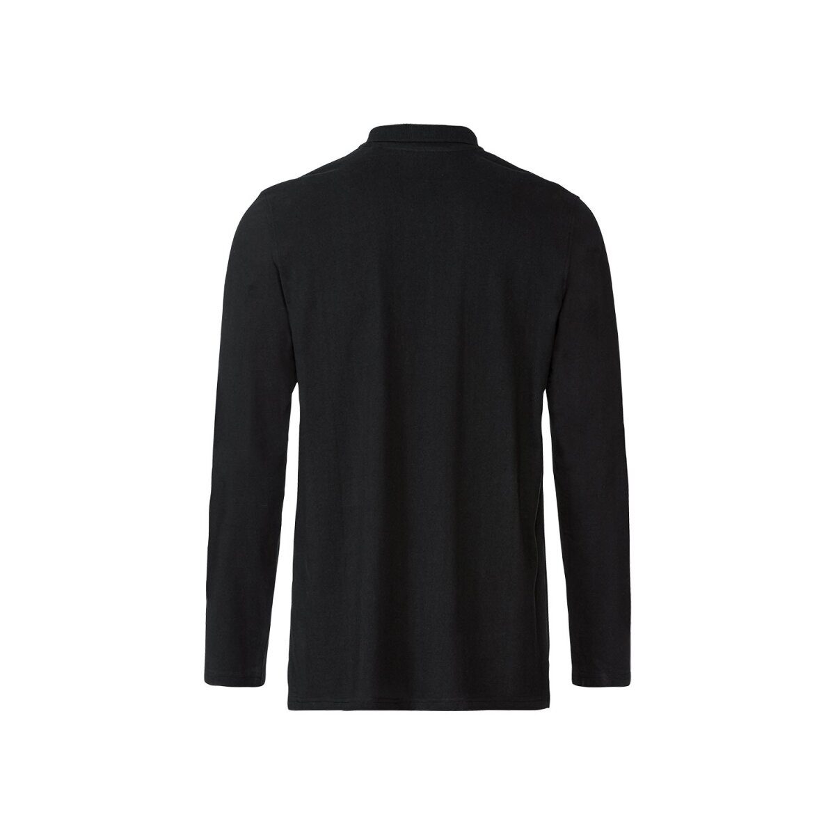 LIVERGY® Polo à manches longues en pur coton pour hommes (Noir, L (52/54))