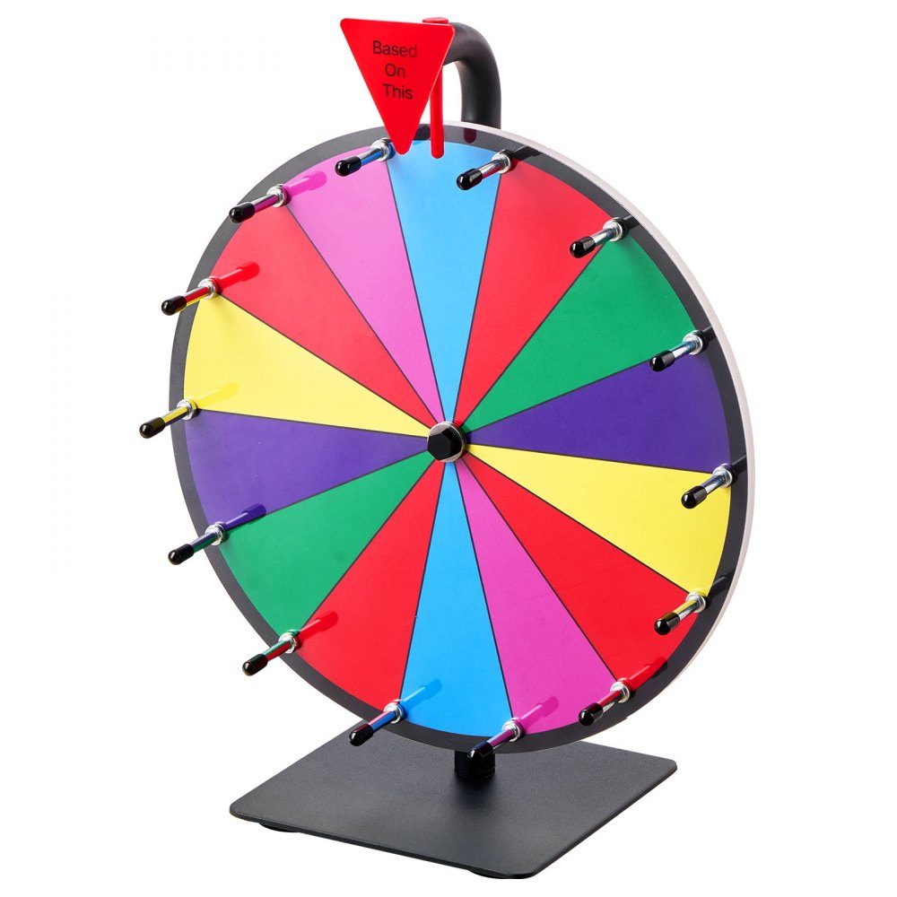 Roue de la Fortune, Roue (305 mm), 14 Compartiments, Roue de la Fortune avec Support, Jeux de Loterie, Gagner, Roulette, avec Tableau Éponge et 2 Marqueurs, 6 Couleurs, Roue des Prix Rotative, Idéale pour Fête, Pub, Foire Commerciale