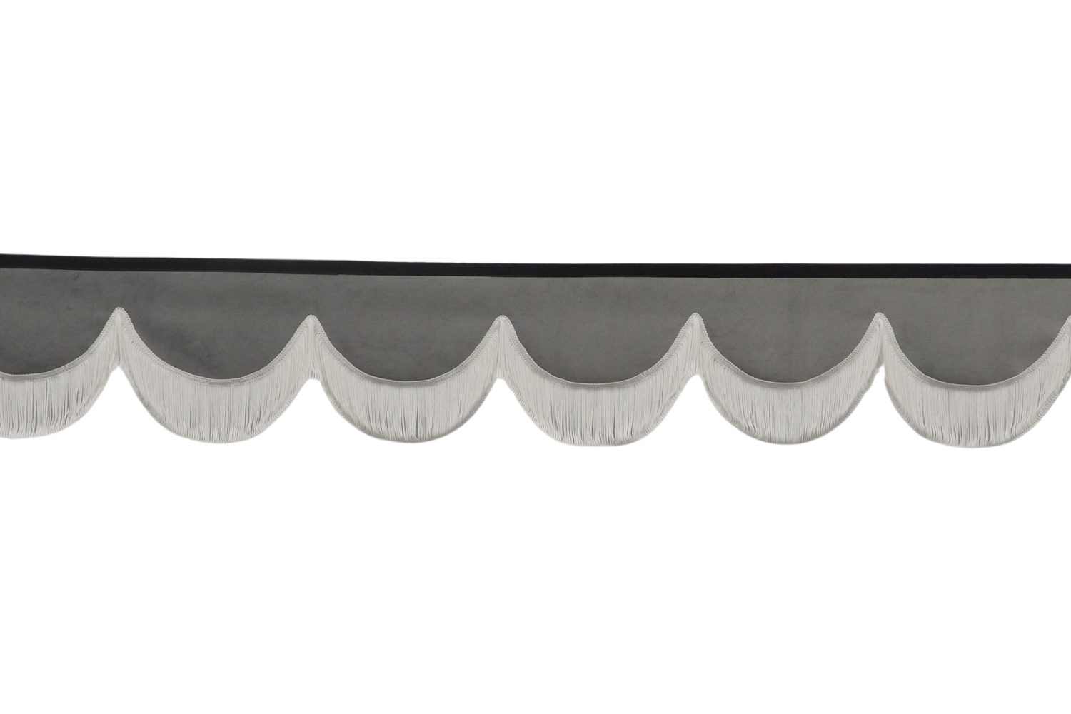 FALBANA POUR LES RÉTROVISEURS AVANT DE CAMIONS TYPE NUBUK / ALCANTARA, GRIS + FRANGES BLANCHES