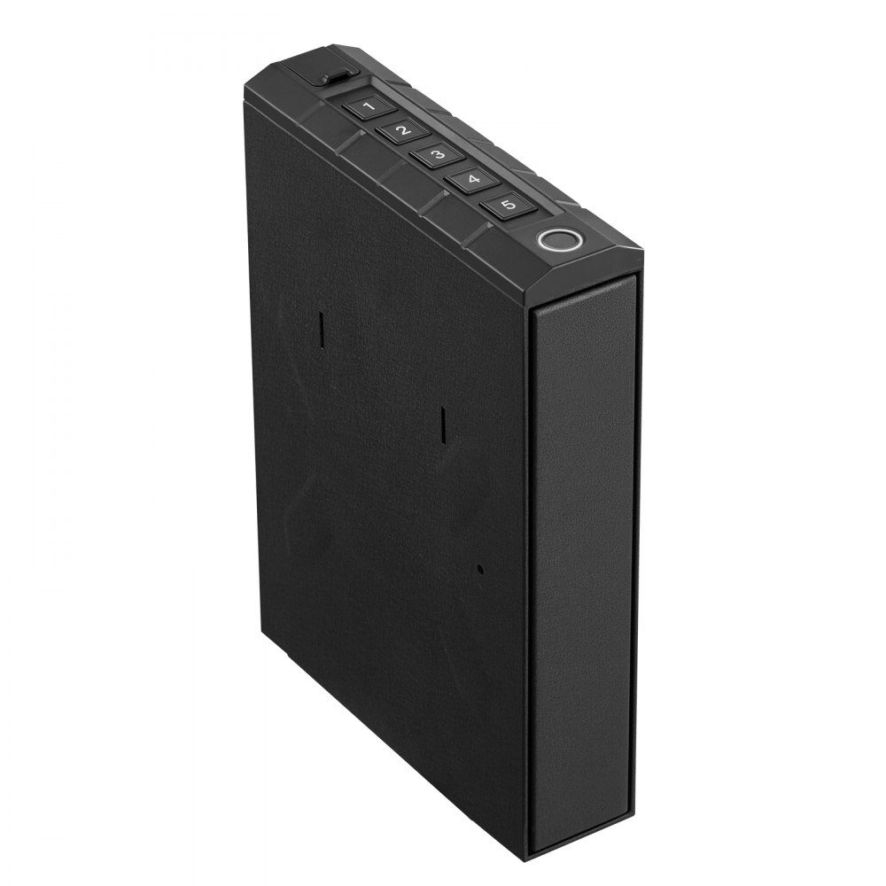 Gun safe gun safe with fingerprint/password (five digits)/key, gun safe gun case with lighting for 1 gun and magazine, 23 x 7 x 32 cm gun box for the bedside table