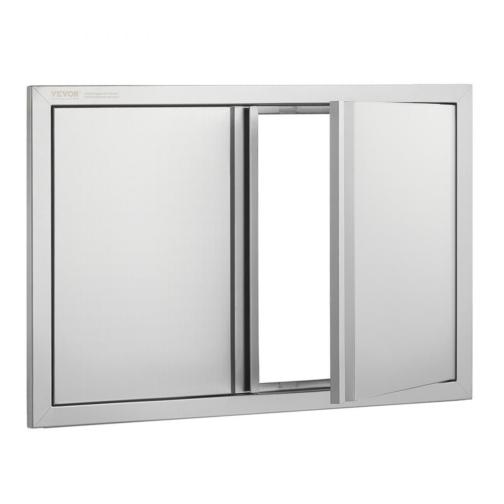 Porte d'accès au gril 710x482mm Double porte de cuisine extérieure encastrée en acier inoxydable, porte murale verticale avec poignées rétractables pour Grill Island Grill Station armoire extérieure