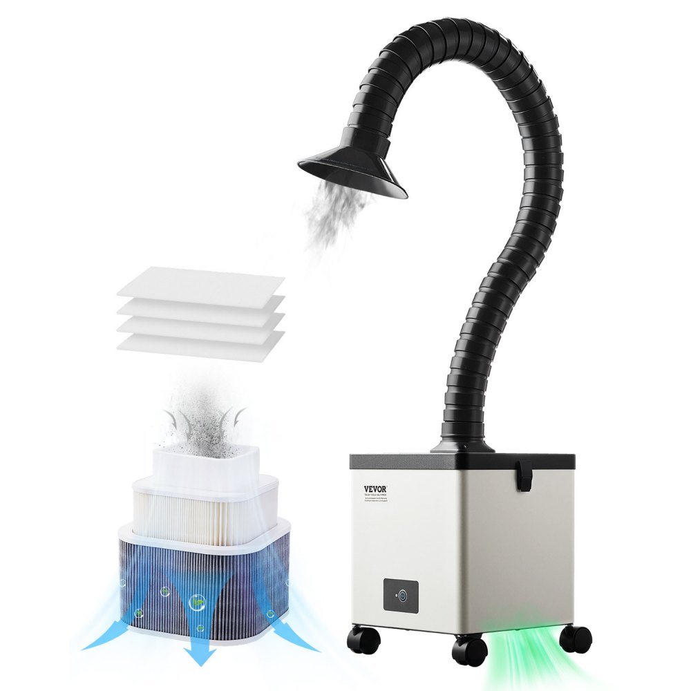 Welding fume extractor, 85W brushless soldering fume absorber with 3-stage filters and 3-speed setting, 200m³/h soldering fume extraction for soldering, engraving, DIY welding, salon Welding fume extractor, 85W brushless soldering fume absorber with 3-stage filters and 3-speed setting, 200m³/h soldering fume extraction for soldering, engraving, DIY welding, salon