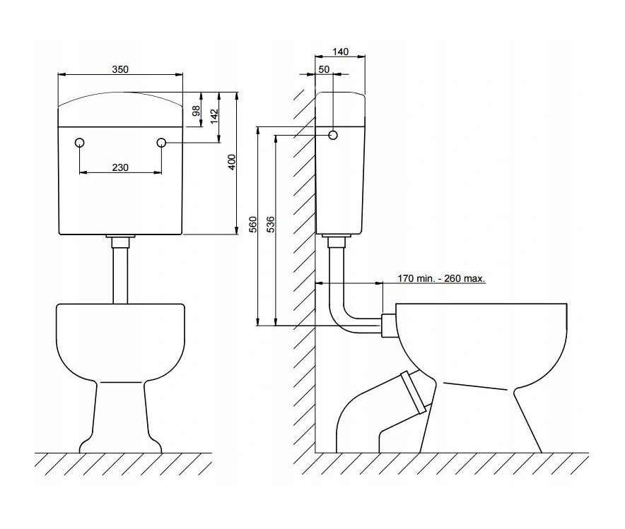 WC-stortbak ONDERSPOELING START STOP COMPACTE SET 3
