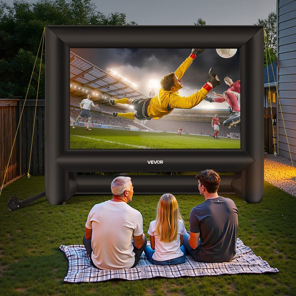 Inflatable Movie Screen, 600D Projector Screen, Projection Screen with Portable Storage Bag, 16:9 Movie Projection for Home Theater Theme Party, Pool Fun (413x200x330cm)
