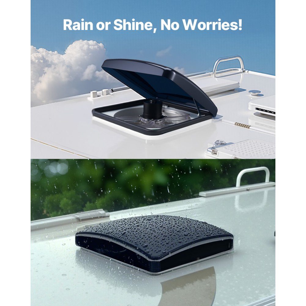 RV Fan Roof Fan 12V Powerful 10 Speed ​​Spiral Fan with Remote Control Built-in DC Motor Electric Lid Fits 14" x 14" Roof Openings